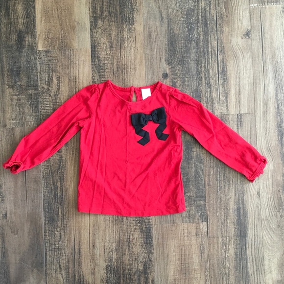 Janie and Jack Red Blouse with Black Bow - Picture 1 of 3